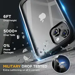 GENERICO - Estuche Protector Case Funda 2 En 1 Full 360 Para Iphone 15 Negro