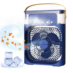 GENERAL - Ventilador Humificador 4903 Multidireccional Luz LED Portatil Azul