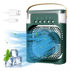 GENERAL - Ventilador Humificador 4903 Verde Multidireccional Luz LED Portatil