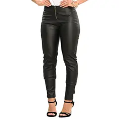 GENERICO - Pantalon negro con efecto de cuero