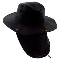 VITTORIA - Sombrero Pesquero Safari Capa Protección Cuello Playa Negro