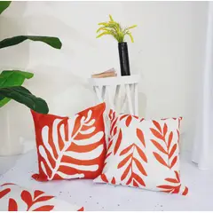 GENERICO - Kit x 2 Fundas Cojines Estampados - Naranja Beige