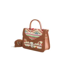 GENERICO - Bolso Manos Libres Gobelino Estampado Mujer-Miel