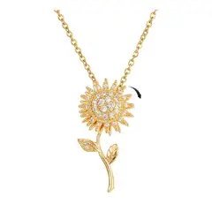 ALHAJAS - Collar Cadena Para Mujer Dije Girasol Giratorio Antiestrés