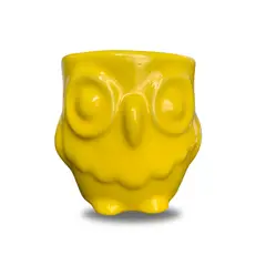 GENERICO - Matera Búho en Cerámica – 10 cm de alto Color amarillo