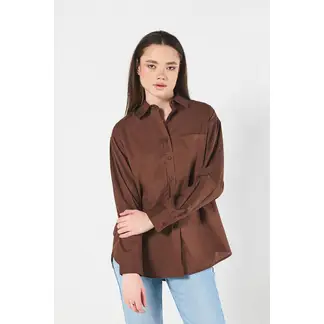 KOAJ - Blusa manga larga unicolor oversize con cuello camisero MUJER