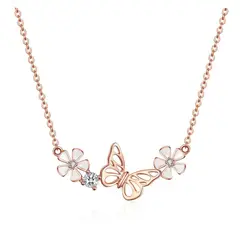 ALHAJAS - Collar Para Mujer Mariposa Con Flores Fabricado En Plata 925