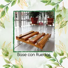 GENERICO - Base con Ruedas para Macetas en Teca 20x20