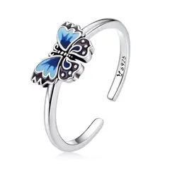 ALHAJAS - Anillo Ajustable Para Niña O Mujer Mariposa En Plata 925