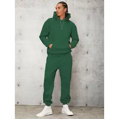 URBAN PLUS - Sudadera hombre buzo y jogger conjunto verde