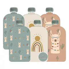 GENERICO - Set 6 Bolsas Resellables Batidos Compotas Reutilizables Lonchera