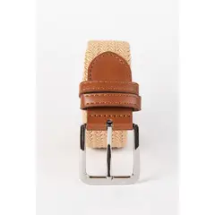 KOAJ - Cinturón kaki claro trenzado con doble pasador Hombre