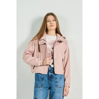 KOAJ - Chaqueta liviana crema clara con capota y cuello alto MUJER