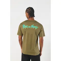 KOAJ - Camiseta verde con diseño de Rick and Morty y cuello re Hombre