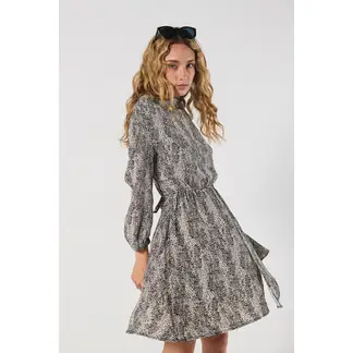 KOAJ - Vestido corto kaki con manga 3/4 y escote drapeado Mujer