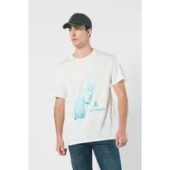 KOAJ - Camiseta manga corta unicolor con estampado en frente HOMBRE