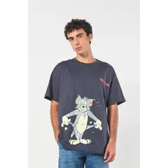 KOAJ - Camiseta de Tom y Jerry gris oversize manga corta Hombre