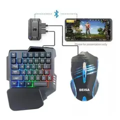 SEISA - Combo Teclado Gamer Mas Mouse Con Adaptador Bluetooth