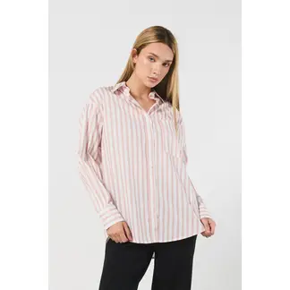 KOAJ - Blusa oversize unicolor a rayas con manga larga MUJER