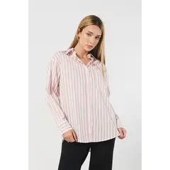 KOAJ - Blusa oversize unicolor a rayas con manga larga MUJER