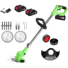 GENERAL - Guadaña Doble Bateria 48V Kit Cuchillas Mas Llantas Verde