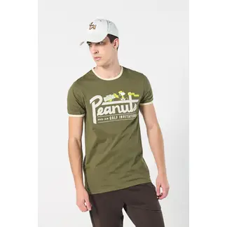 KOAJ - Camiseta manga corta verde de Snoopy con contrastes Hombre