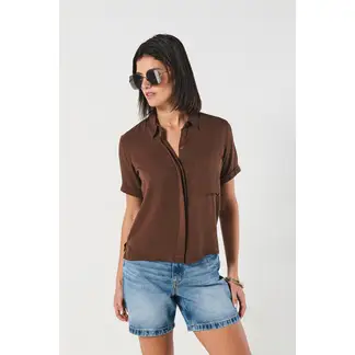 KOAJ - BLUSA CAMISERA MANGA CORTA CON BOLSILLO MUJER