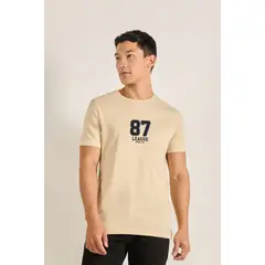 KOAJ - Camiseta manga corta unicolor con estampado en frente est HOMBRE
