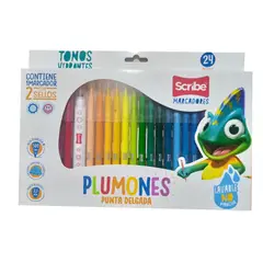 SCRIBE - Plumón Punta Delgada x 24+ Sellitos