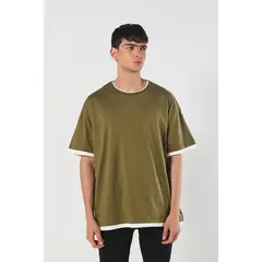 KOAJ - Camiseta oversize manga corta unicolor con contrastes HOMBRE