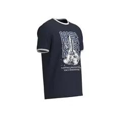 KOAJ - Camiseta unicolor con contrastes, arte de NASA y manga HOMBRE