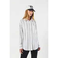 KOAJ - Blusa oversize unicolor a rayas con manga larga Mujer