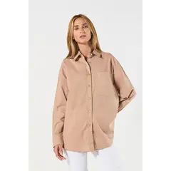 KOAJ - Blusa unicolor oversize con manga larga y botones MUJER