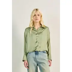 KOAJ - Blusa oversize unicolor crop top con manga larga MUJER