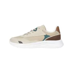 TOMMY HILFIGER - Tenis beige de running con logo en bajo relieve