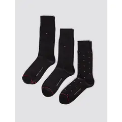 TOMMY HILFIGER - Pack negro de 3 medias con logo bordado