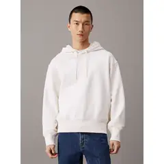 CALVIN KLEIN - Buzo Blanco Relaxed Con Capota Y Estampado En La Espalda