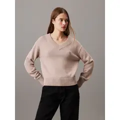CALVIN KLEIN - Saco rosado tejido de pico con insignia de algodón
