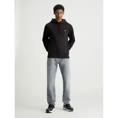 CALVIN KLEIN - Buzo Negro Con Capota De Algodón Con Insignia