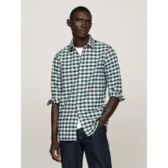 TOMMY HILFIGER - Camisa verde Oxford slim de cuadros