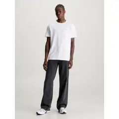 CALVIN KLEIN - Camiseta blanca de algodón con insignia
