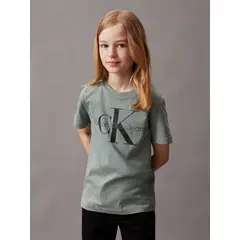 CALVIN KLEIN - Camiseta Niño Verde Unisex Con Logo
