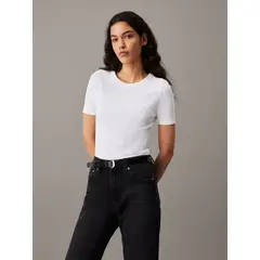 CALVIN KLEIN - Camiseta blanca slim canalé de algodón
