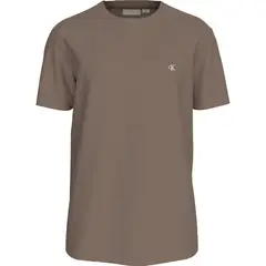 CALVIN KLEIN - Camiseta chocolate de algodón con insignia
