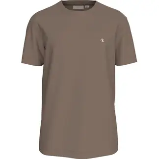 CALVIN KLEIN - Camiseta chocolate de algodón con insignia