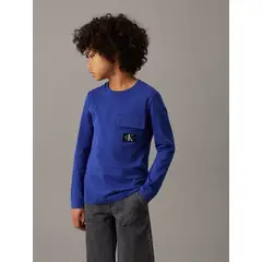 CALVIN KLEIN - Camiseta Niño Azul De Manga Larga Con Bolsillo