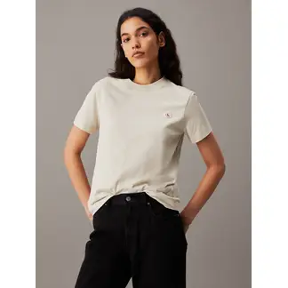 CALVIN KLEIN - Camiseta gris con monograma e insignia