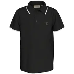 CALVIN KLEIN - Polo negro con detalle en bordes para niño