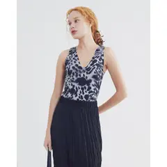 SEVEN SEVEN - Body Con Escote En V Para Mujer Negro