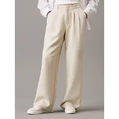 CALVIN KLEIN - Pantalón gris recto de crepé plisado